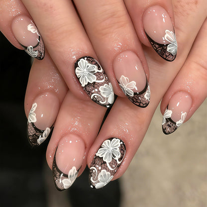Elegant Floral Lace Nail Art Wraps Acalora