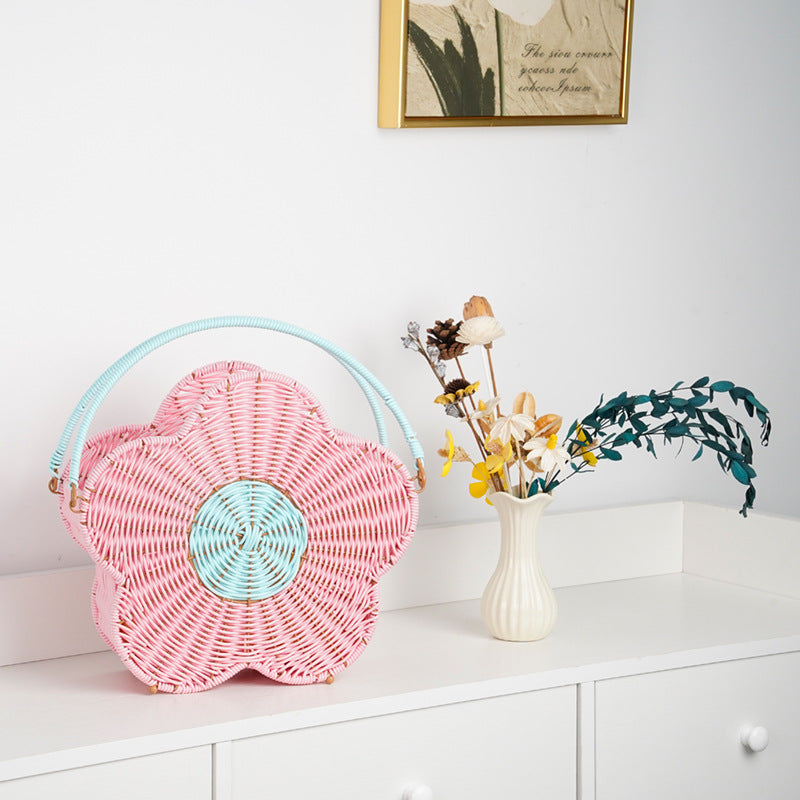 Flower-Shaped Decorative Woven Storage Basket Acalora