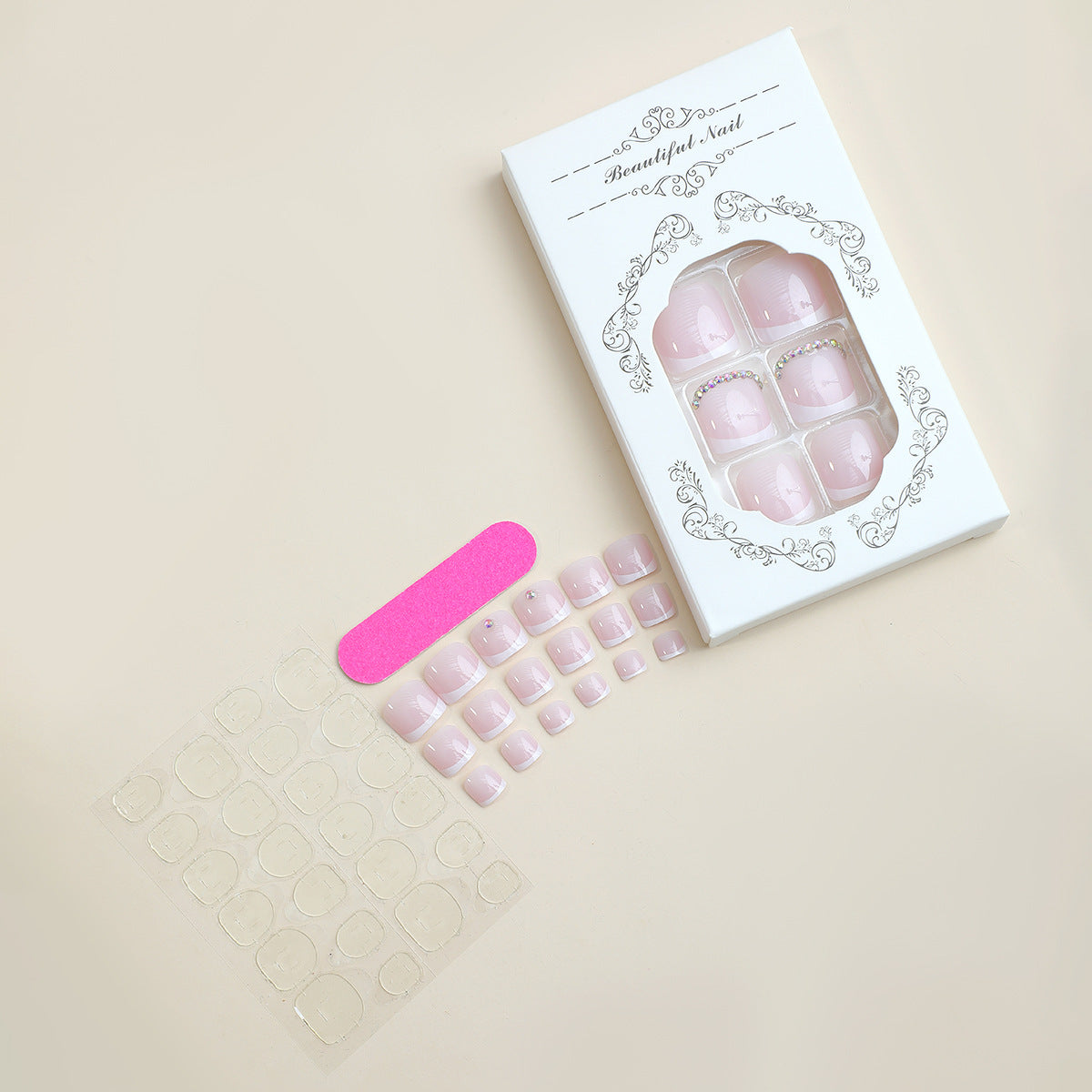 Premium Decorative Press-On Nail Set with Elegant Design Elements Acalora