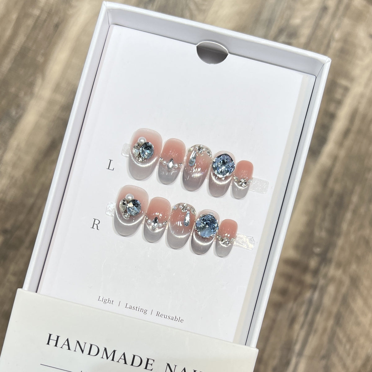 Reusable Rhinestone-Embellished Press-On Nail Set Acalora