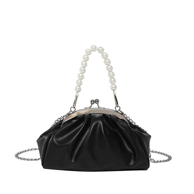 Elegant Clutch Handbag with Pearl Chain Acalora