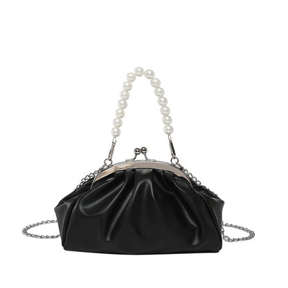 Elegant Clutch Handbag with Pearl Chain Acalora