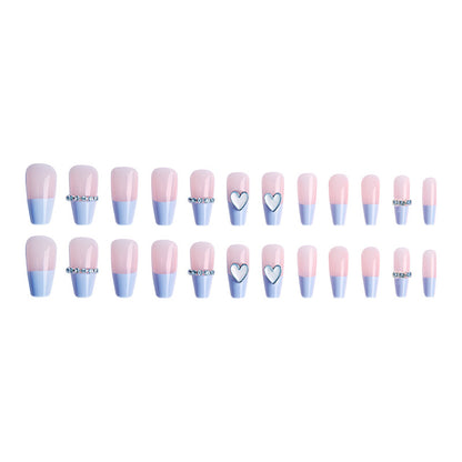 Artificial nails with romantic heart and glitter decorations Acalora