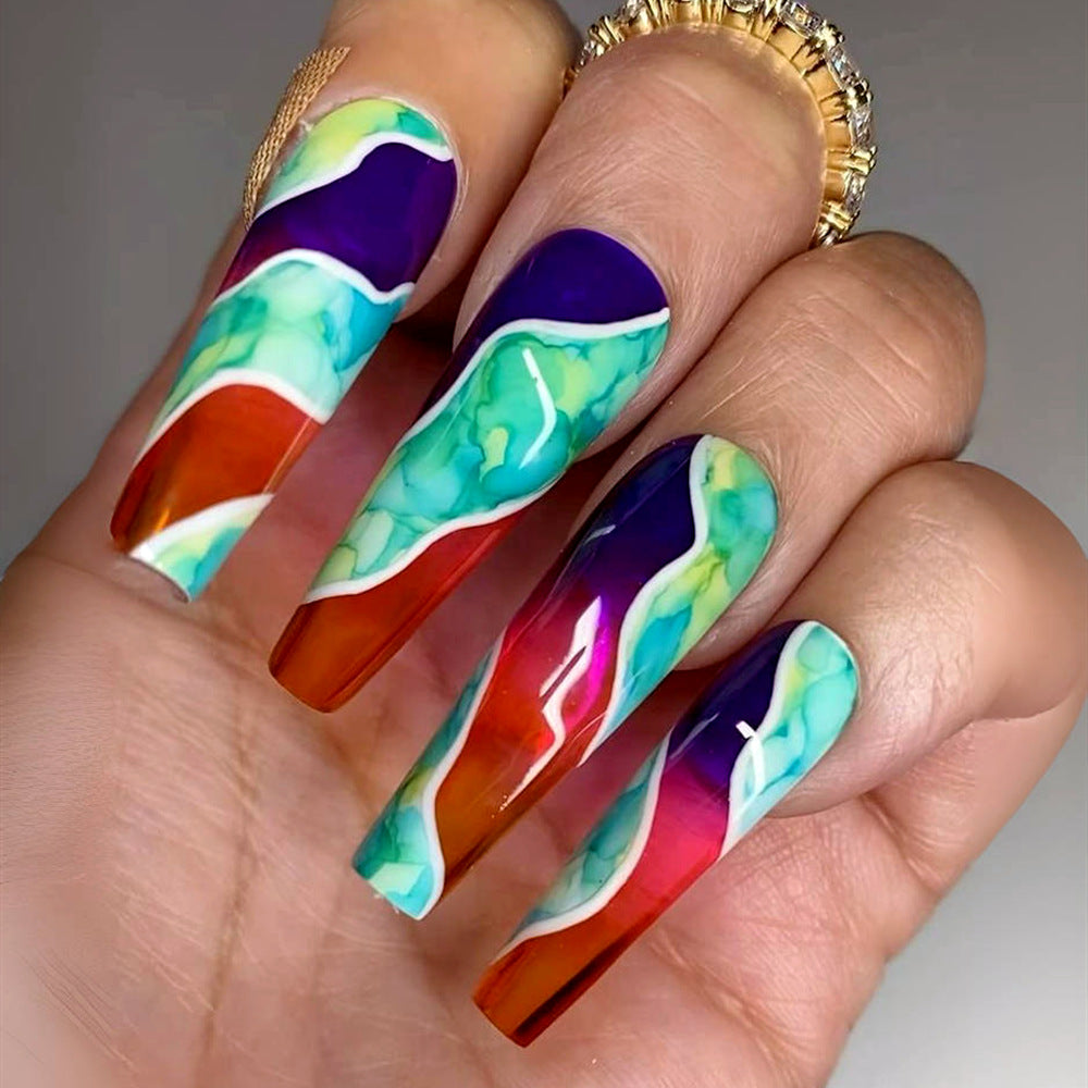 Artificial nails in modern marble pattern Acalora