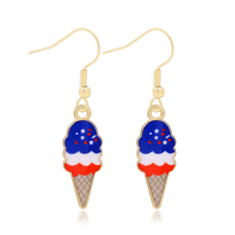 Women's lightweight star earrings with enamel flag design and fishhook Kalsten