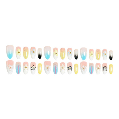 Artificial nail set with floral and glittering decorations Acalora