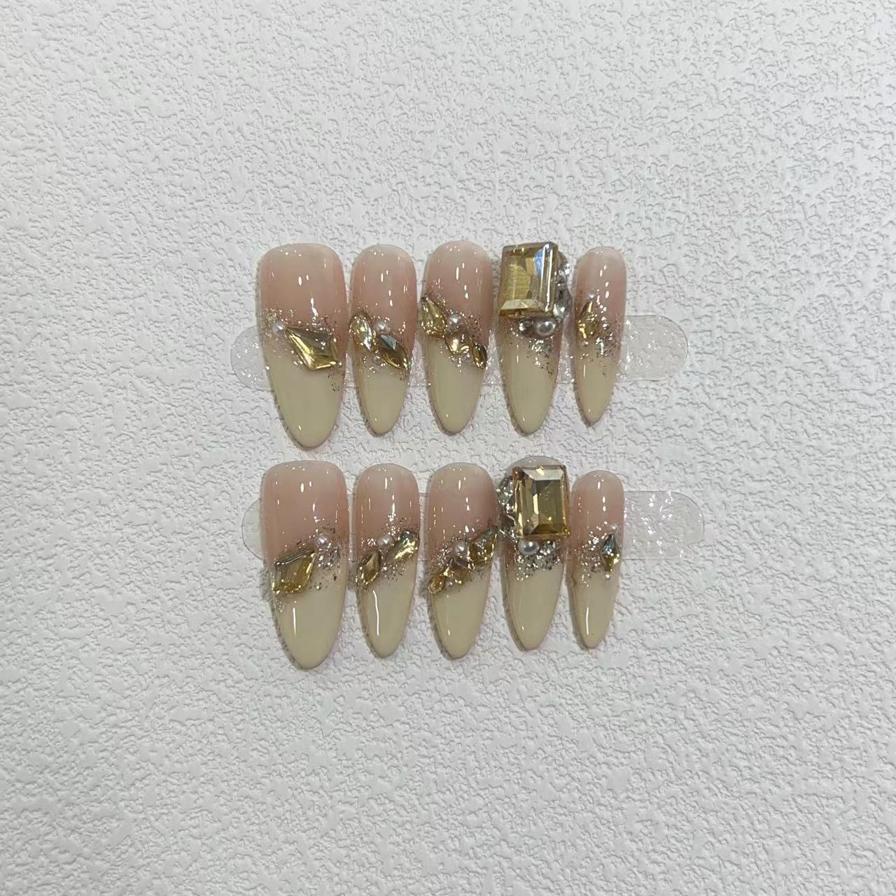 Glamorous Stiletto Press-On Nail Set with Metallic Accents Acalora