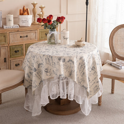 Elegant Floral Lace Overlay Tablecloth