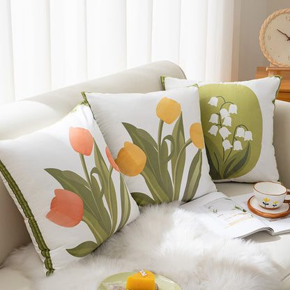 Decorative Floral Print Throw Pillow