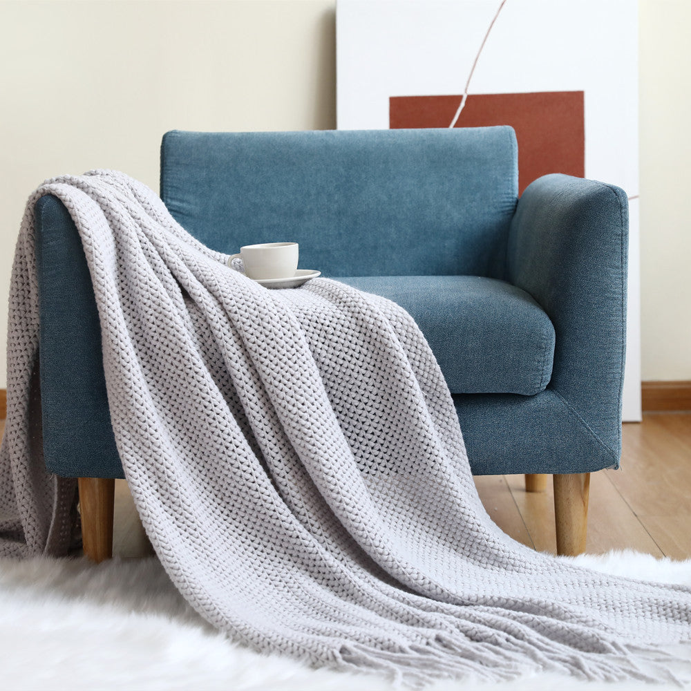 Cozy Waffle Knit Throw Blanket