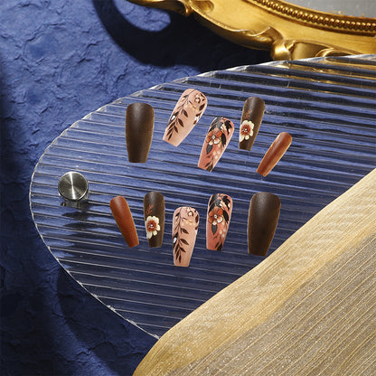 Fake Nail Set with Elegant Floral Designs Acalora