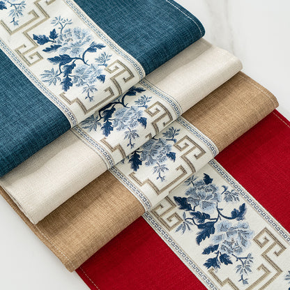 Elegant Floral Embroidered Table Runner