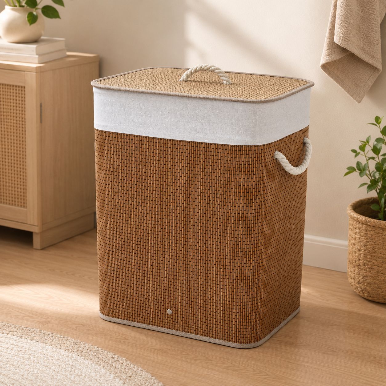 Laundry basket with lid and handle Acalora