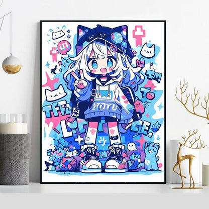 Whimsical Cat-Themed Illustration Wall Art
