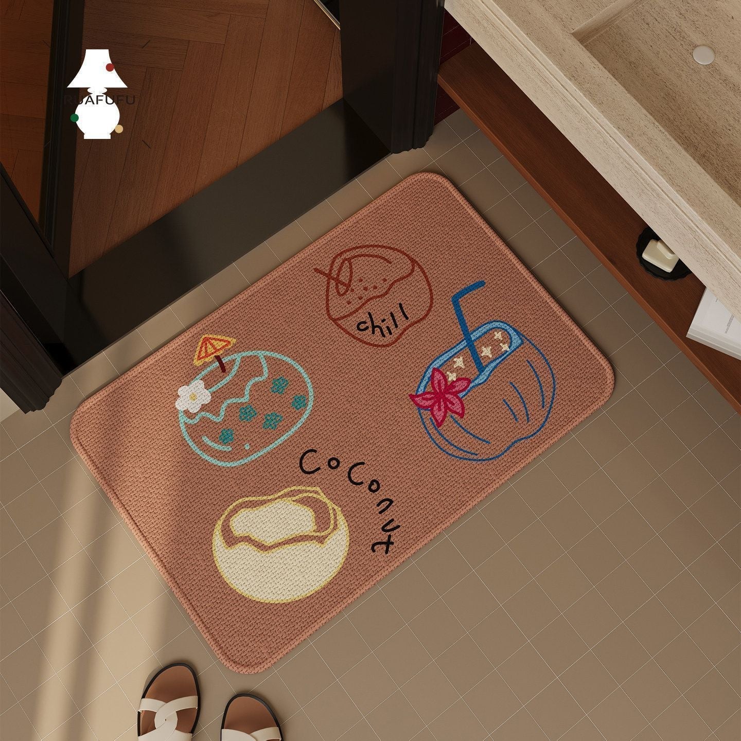Floral Themed Bathroom Rug