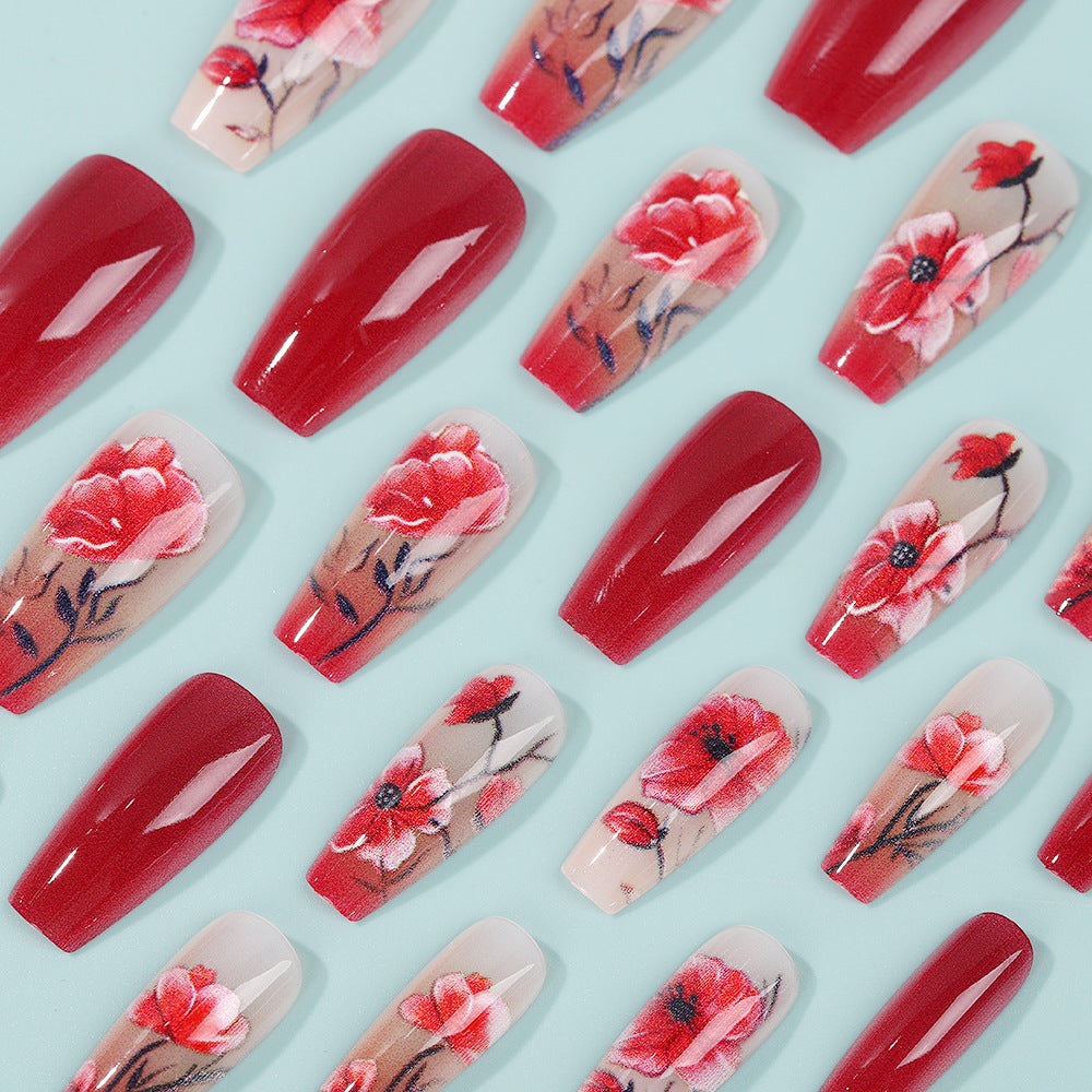 Artificial Nails Set with Floral Design Acalora