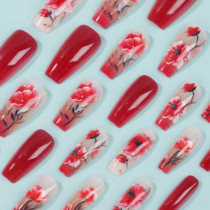 Artificial Nails Set with Floral Design Acalora