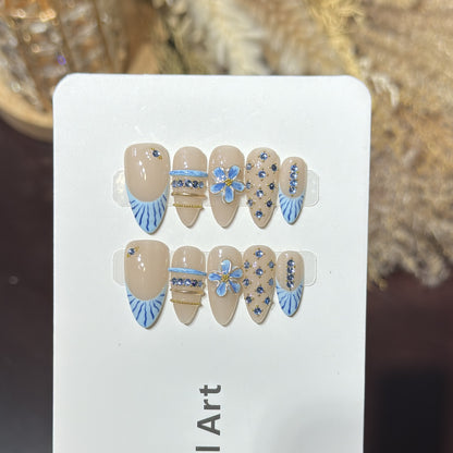 Decorative Nail Art Set with Floral and Gemstone Accents Acalora
