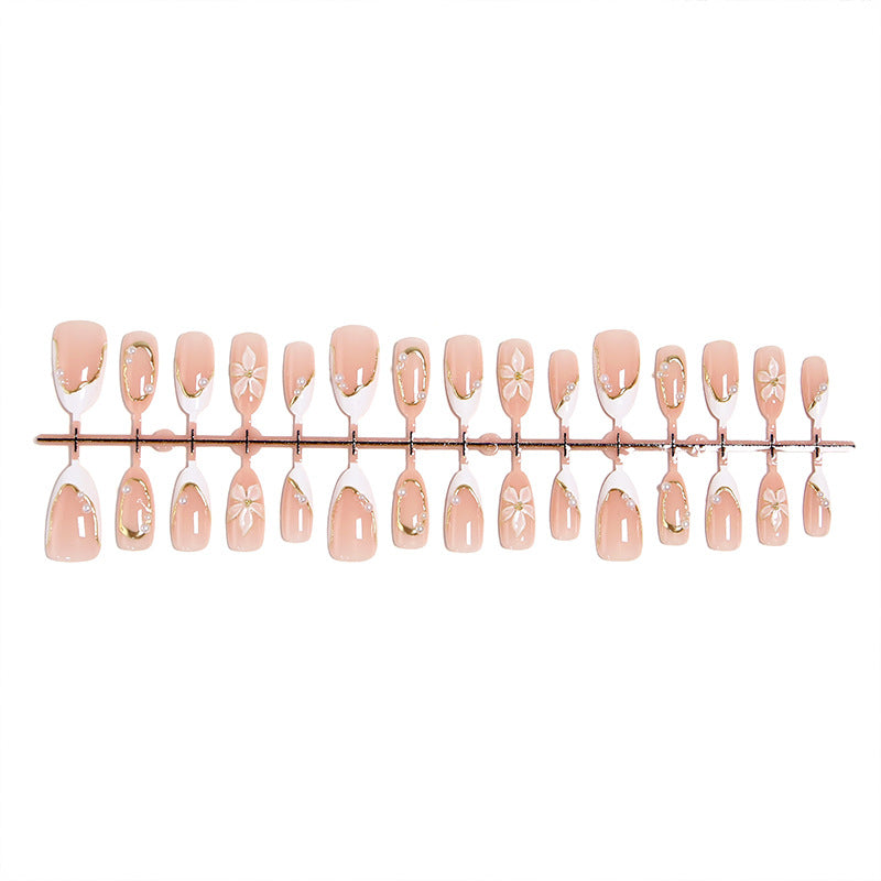 Artificial nail set with elegant floral design and glamorous 3D applications Acalora