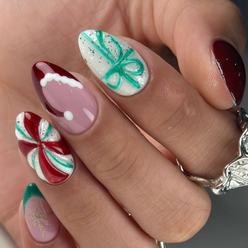 Artificial nails in festive Christmas design Acalora 1788232693
