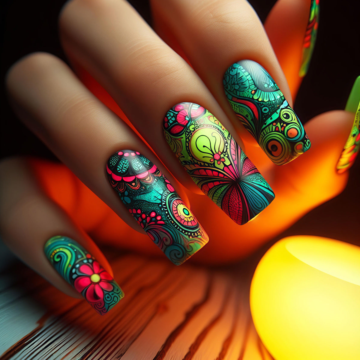 3D Artistic Floral Nail Art Acalora