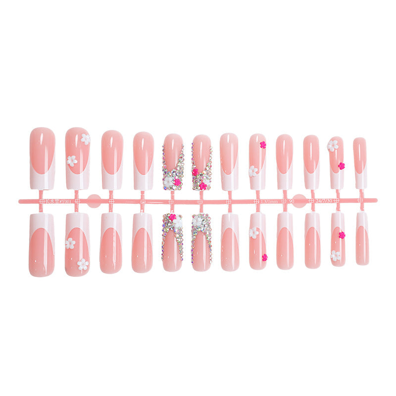 Decorative Press-On Nail Art Set with Floral and Gem Accents Acalora 1788496044