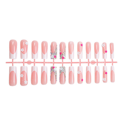 Decorative Press-On Nail Art Set with Floral and Gem Accents Acalora 1788496044