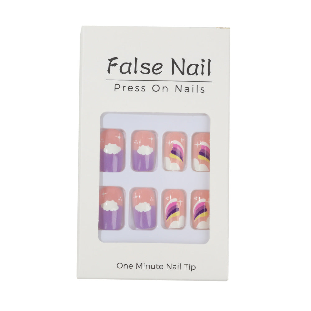 Creative Nail Art Set with colorful rainbow and cloud designs Acalora