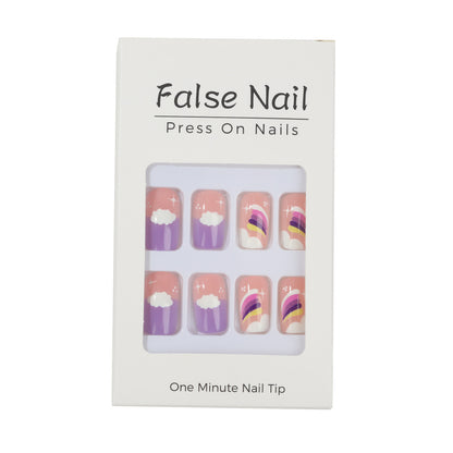 Creative Nail Art Set with colorful rainbow and cloud designs Acalora