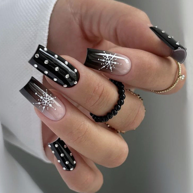 Decorative Press-On Nail Set with Gem Accents Acalora