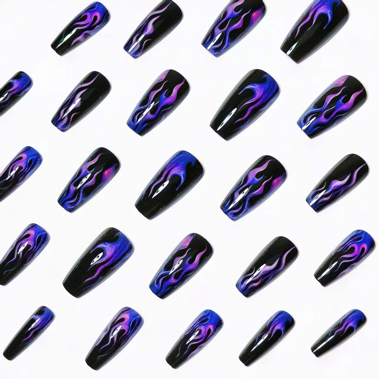 Artistic Flame-Patterned Nail Art Acalora