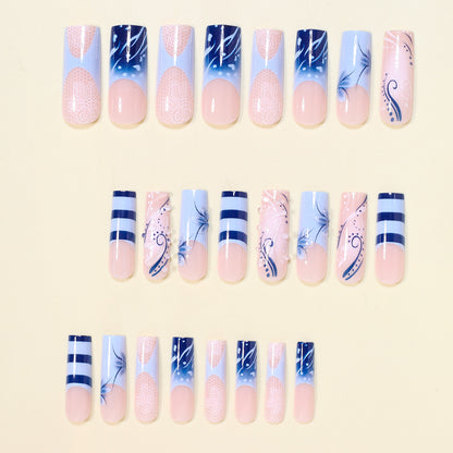 Artistic Nail Design Set with Ocean-Inspired Accents Acalora