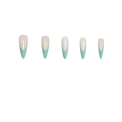 Artistic Stiletto Press-On Nail Design with 3D Shell Accents Acalora