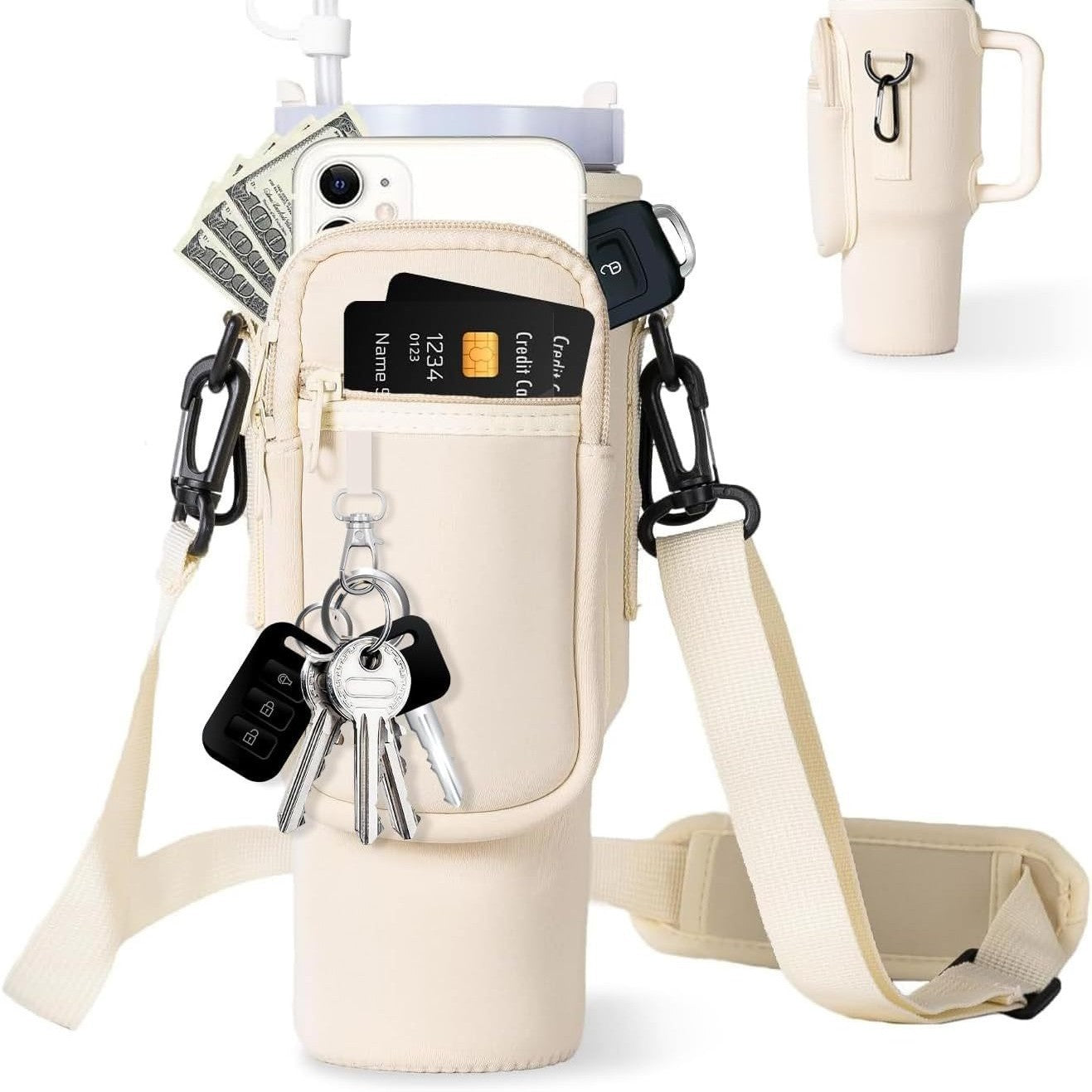 Ladies trendy and sparkling drinking bottle with shoulder bag Bowlift