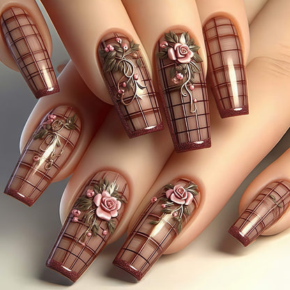 Handcrafted art nails with floral accents Acalora