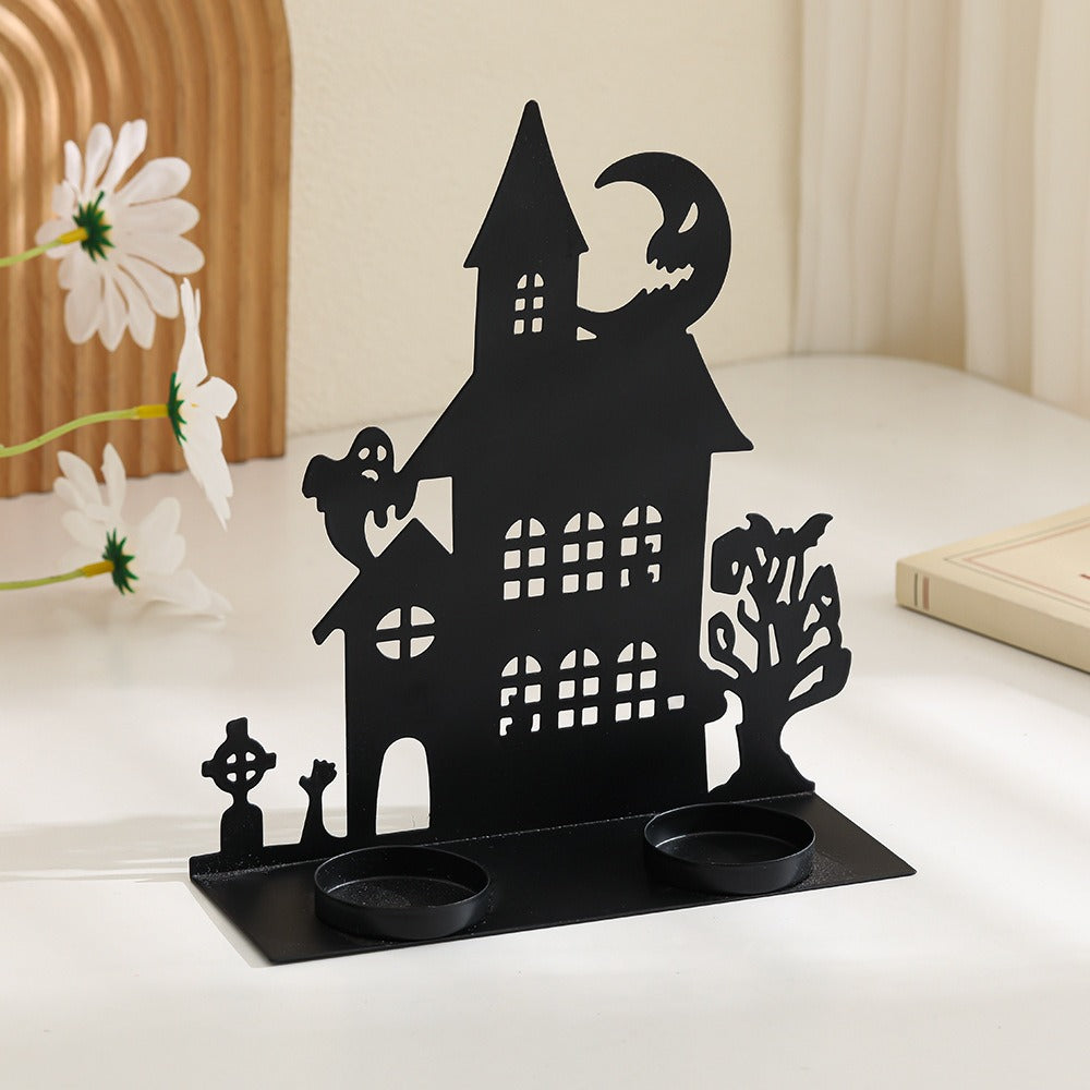Haunted House Metal Tealight Candle Holder Decor Acalora