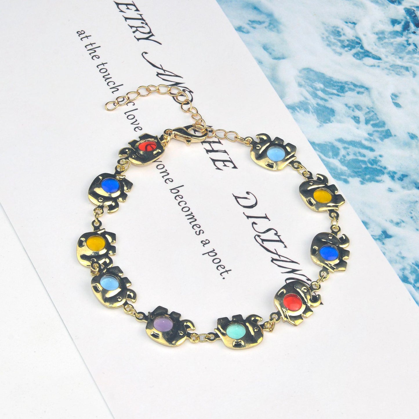 Colorful Eye Charm Statement Necklace Acalora