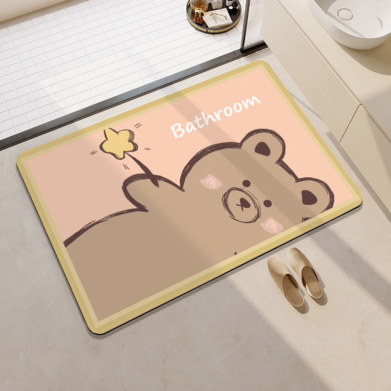 Cute Cartoon Bear-Themed Bath Mat Acalora