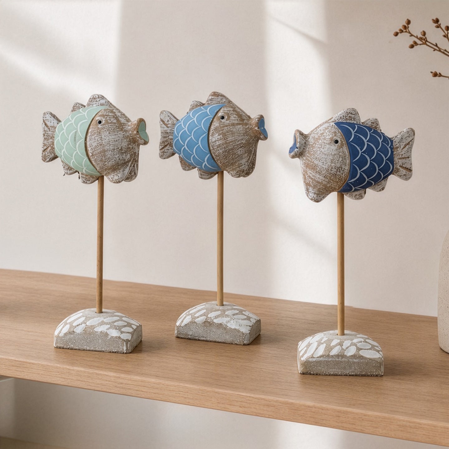 Coastal fish statue accent