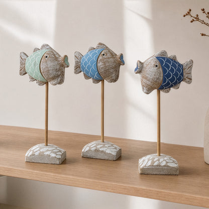 Coastal fish statue accent