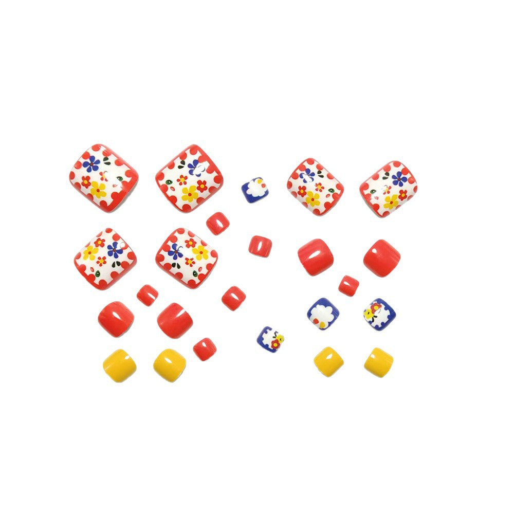 Artificial nail set with colorful floral pattern Acalora