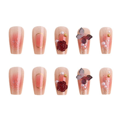 Nail art set with elegant 3D flower and butterfly decorations Acalora