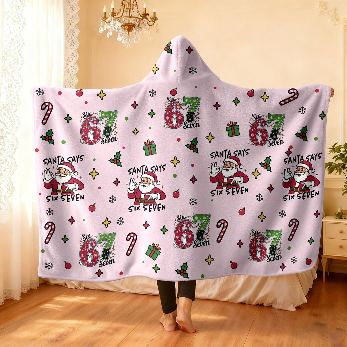 Festive Holiday-Themed Hooded Blanket