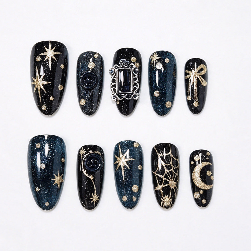 Celestial Themed Press-On Nail Art Acalora