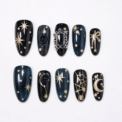 Celestial Themed Press-On Nail Art Acalora