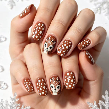 Artistic 3D Reindeer-Themed Nail Art Acalora
