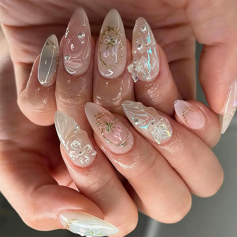 Nail art set with filigree floral decorations Acalora