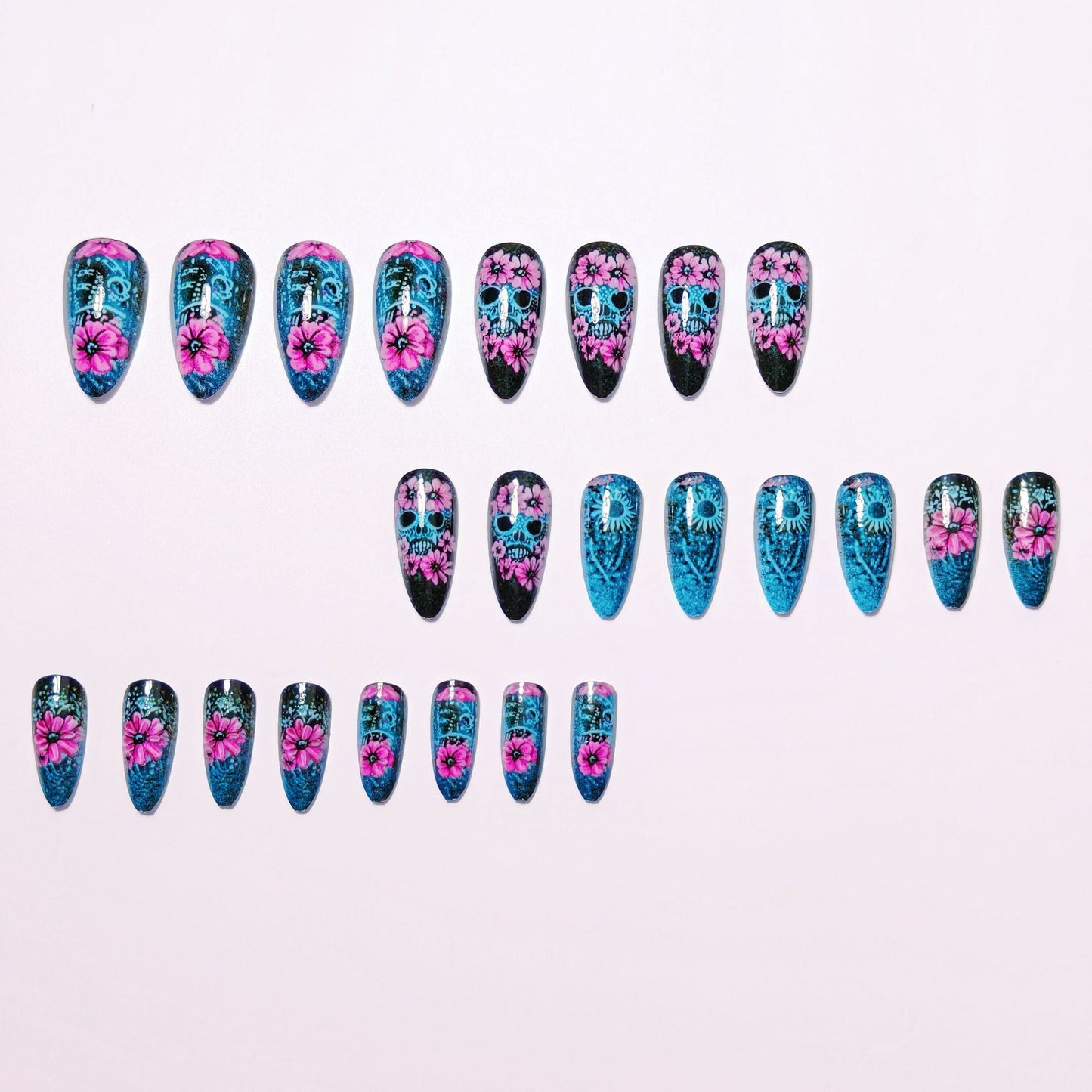Artistic Sugar Skull Floral Nail Art Acalora