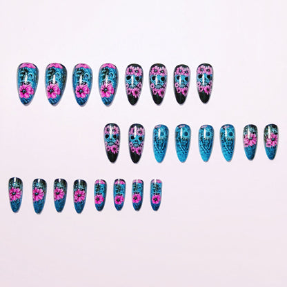 Artistic Sugar Skull Floral Nail Art Acalora