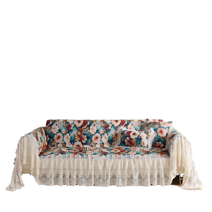 Floral Lace Embellished Sofa Cover